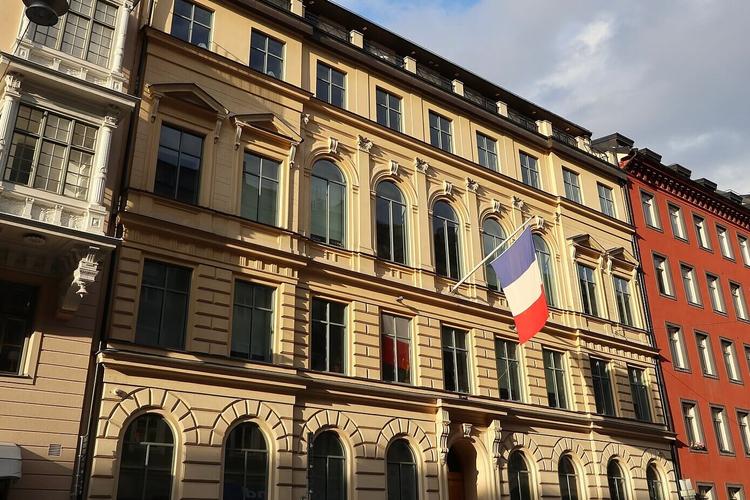 Façade de l'ambassade de France en Suède