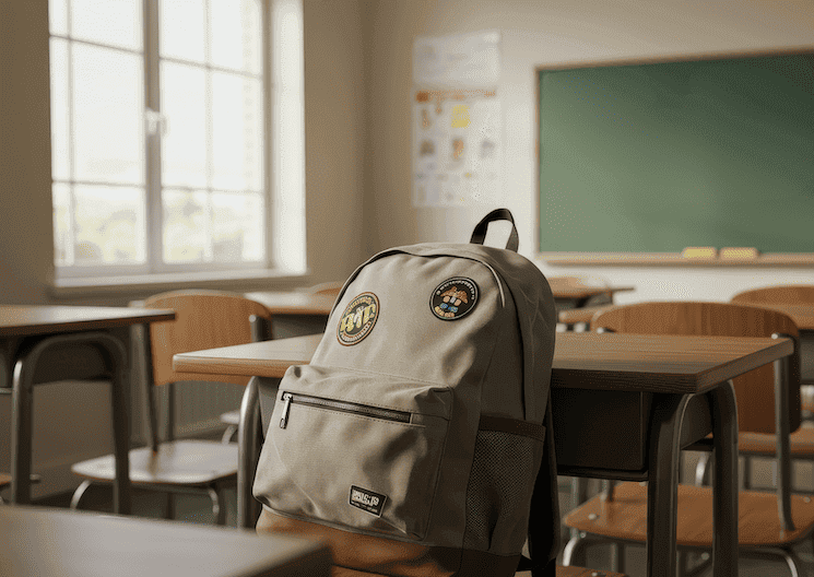 salle de classe en Turquie avec sac d’élève sur un bureau – système scolaire en Turquie Istanbul