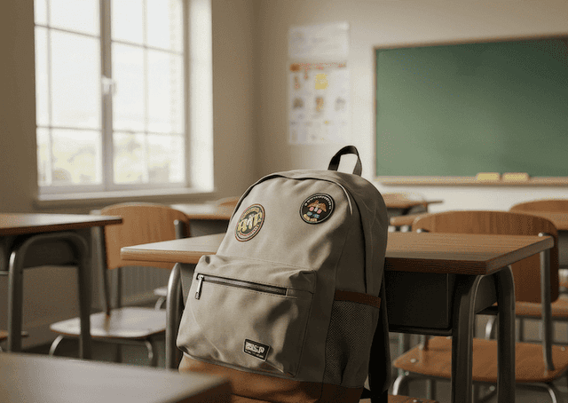 salle de classe en Turquie avec sac d’élève sur un bureau – système scolaire en Turquie Istanbul