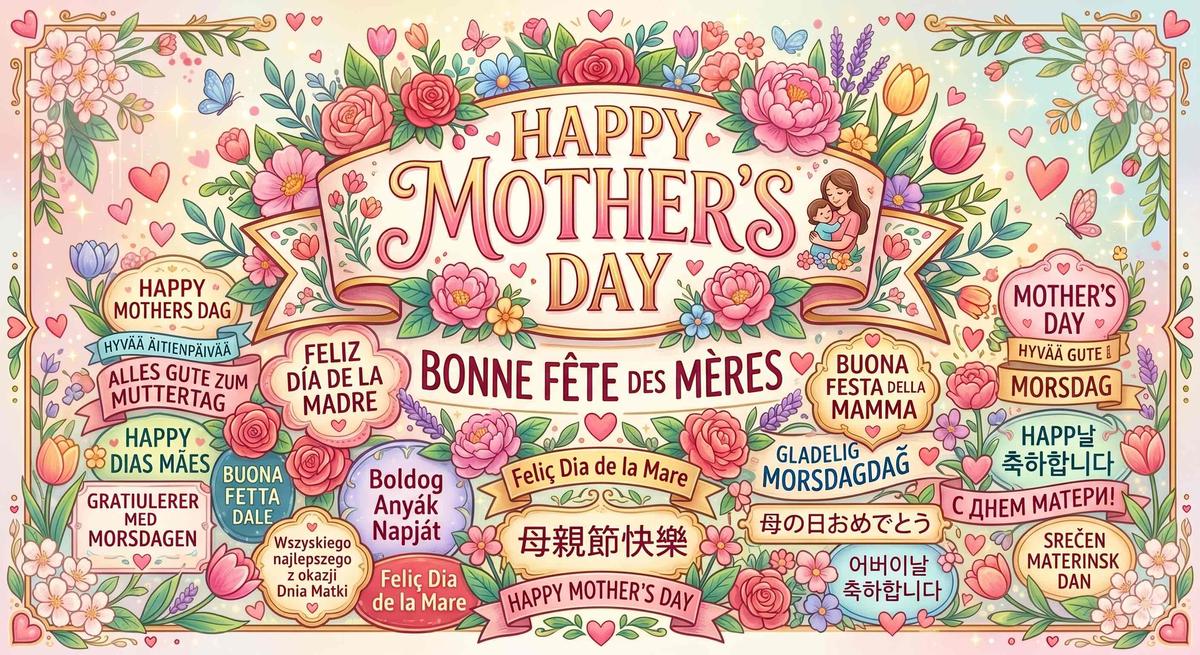 Une carte de fête des mères en toutes les langues