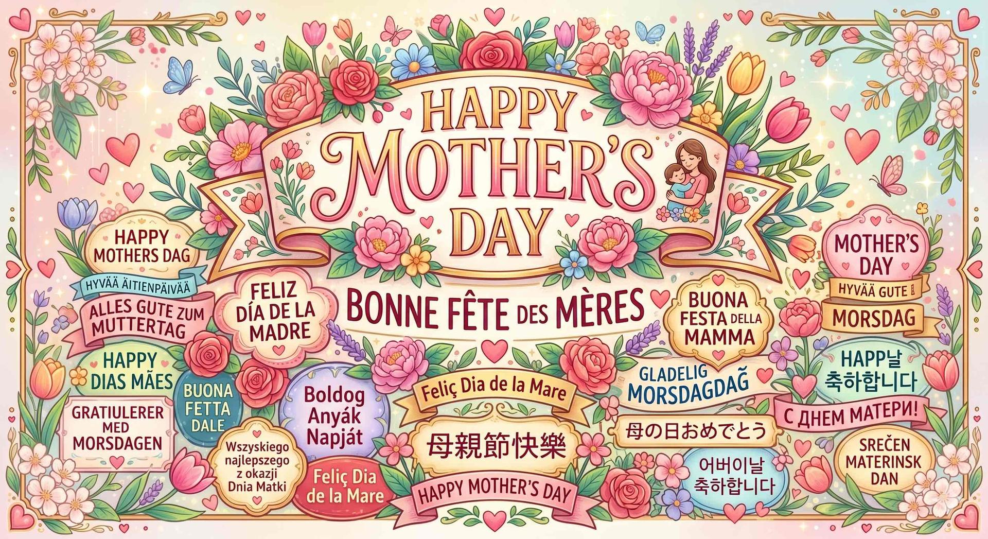Une carte de fête des mères en toutes les langues