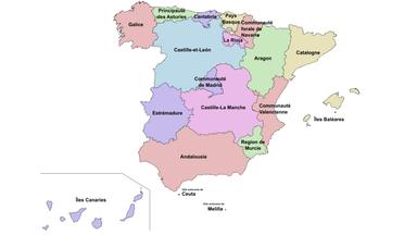Carte des communautés autonomes en Espagne