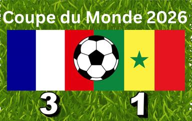 Le drapeau français et le drapeau sénégalais avec un balon de foot.