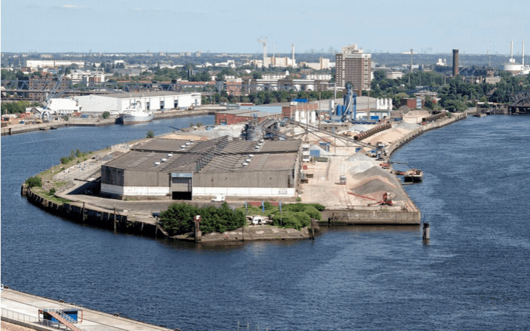 La demi-île du Baakenhöft à l'est de la Hafencity.