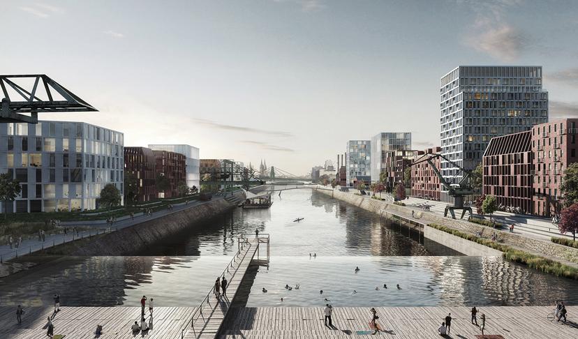 Modélisation du futur quartier de Deutzer Hafen à Cologne