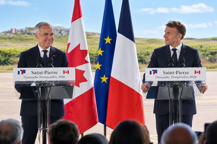 Marc Carney et Emmanuel Macron à St-Pierre