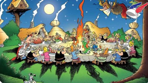 Un dessin d'un banquet gaulois