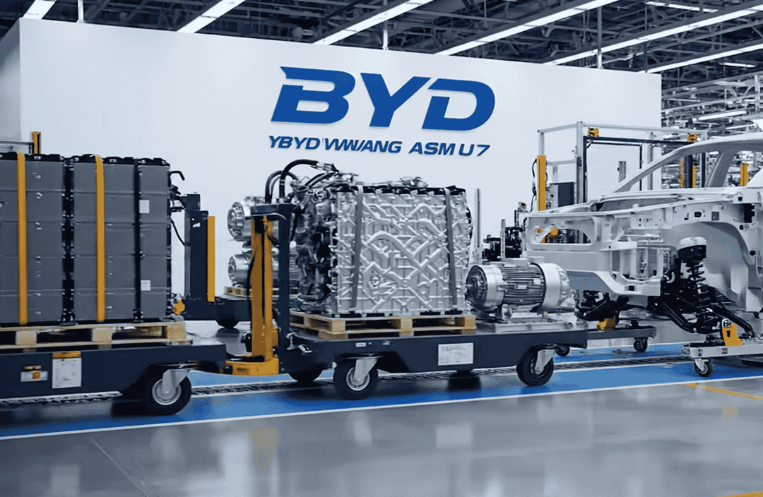 Des machines avec le logo BYD