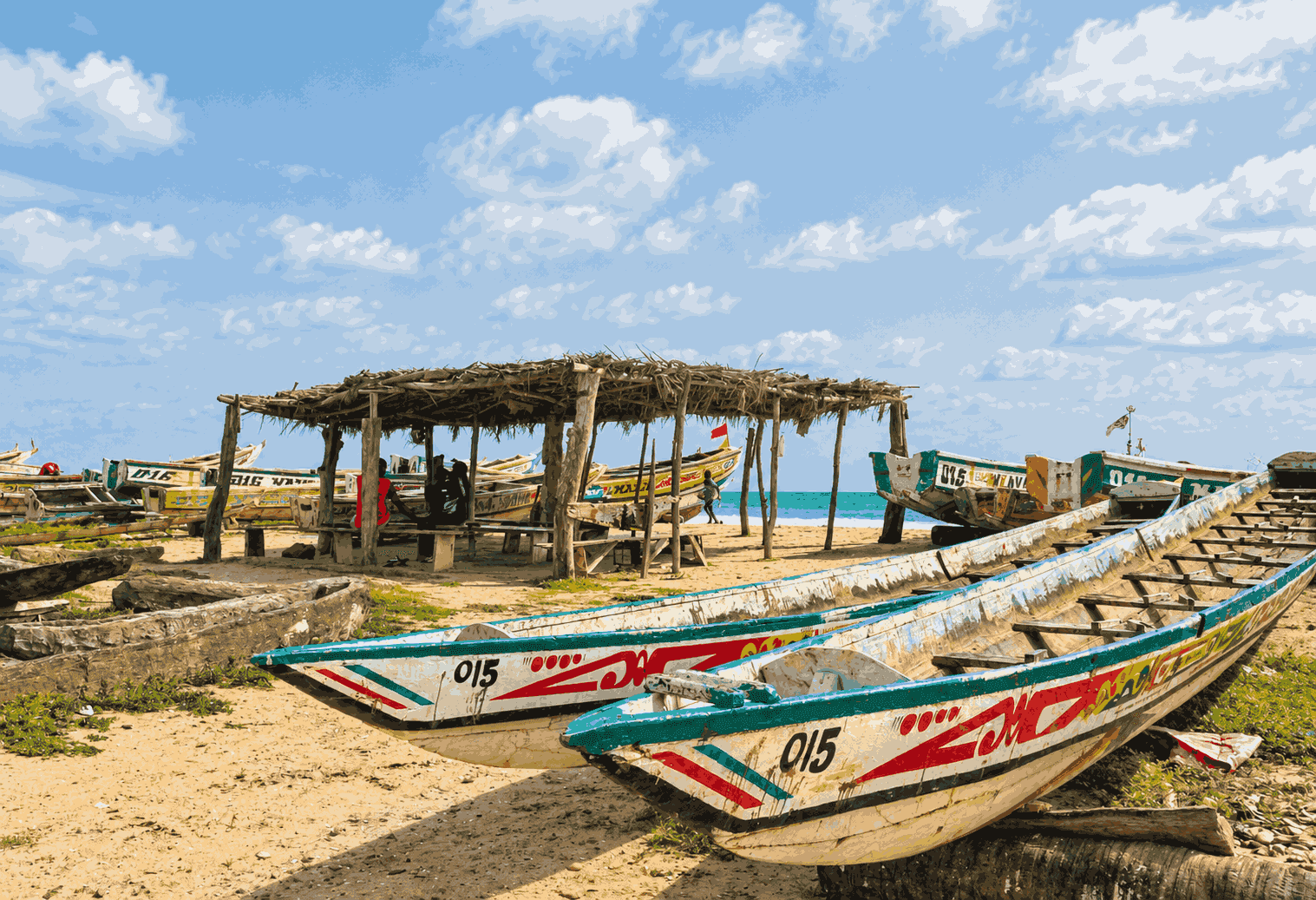 Weathered Fishing Boats by a Tropical Shore_11zon