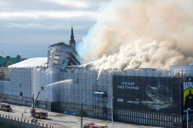 la bourse en feu à Copenhague