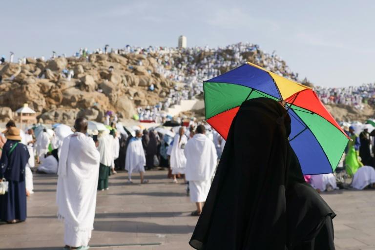 Les fidèles musulmans prient sur le mont Arafat, étape phare du hajj