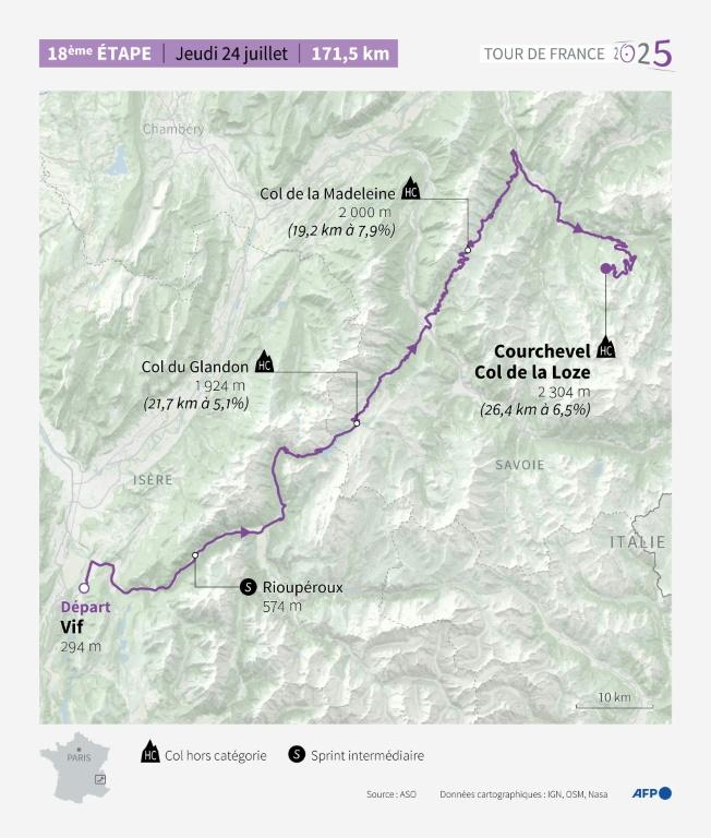 Tour de France: une étape-reine dans les Alpes qui va "faire très mal"