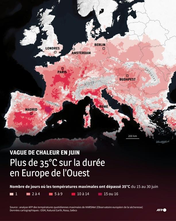 Avec la canicule, l'Europe occidentale a vécu le mois de juin le plus chaud de son histoire