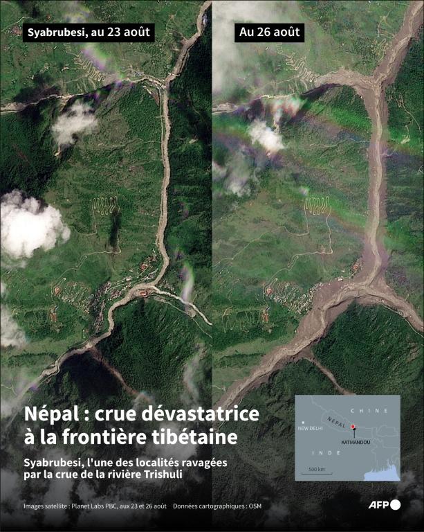 Les disparus dans les crues dévastatrices au Népal et au Tibet