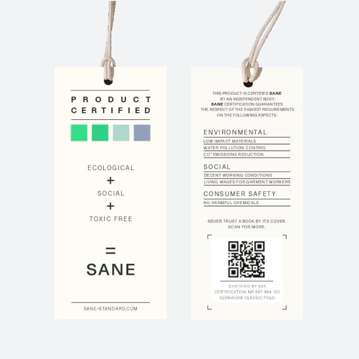Photo de l'étiquette SANE certifiant un vêtement