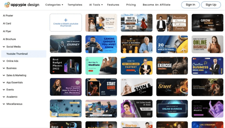 AppyPie AI YouTube Thumbnail Maker