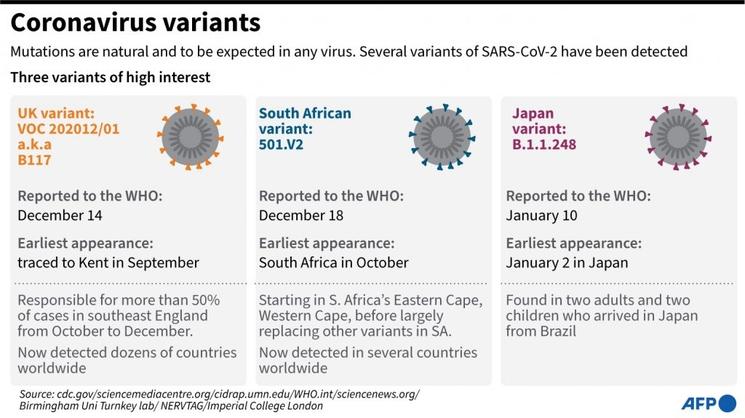 les variants du coronavirus