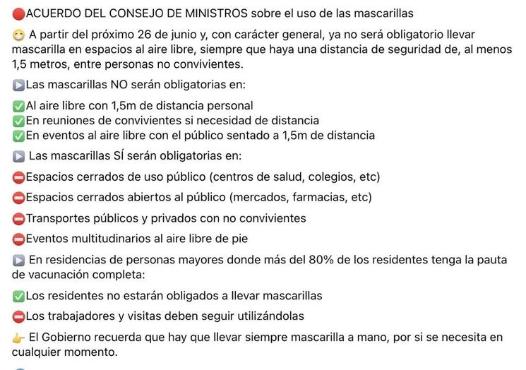 Accord de npn obligation du masque en Espagne