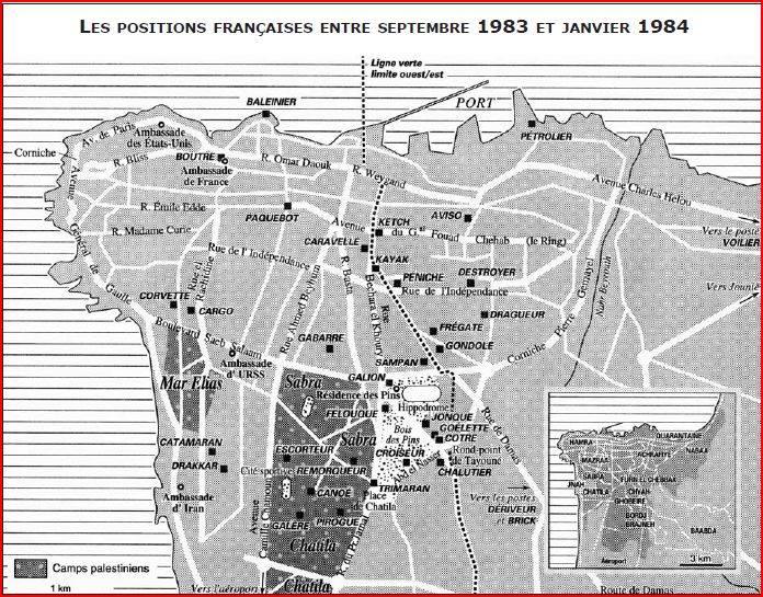 implantations fra,çaises au Liban 1983