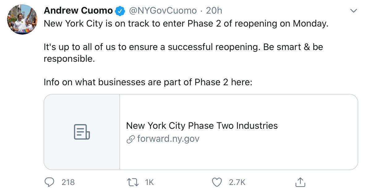 Déconfinement new york