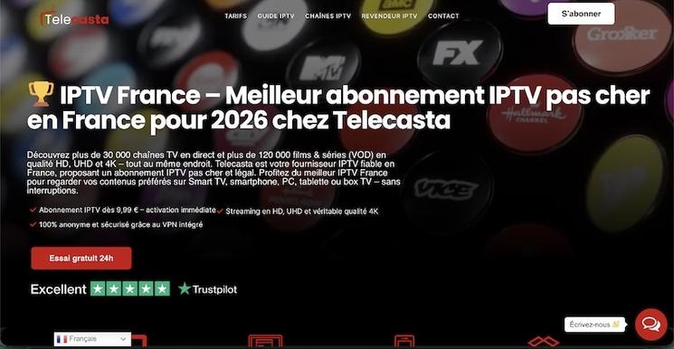 page Telecasta consacrée à l’abonnement IPTV en France