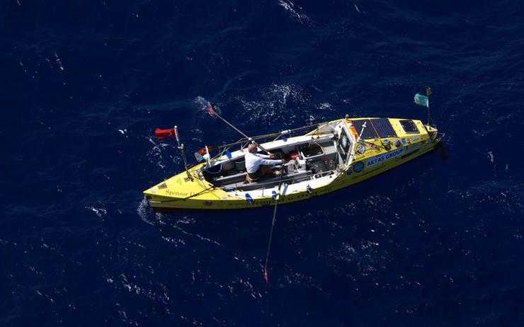 Le bateau de Erden Eruç qui va ramer entre les Etats Unis et Hong Kong
