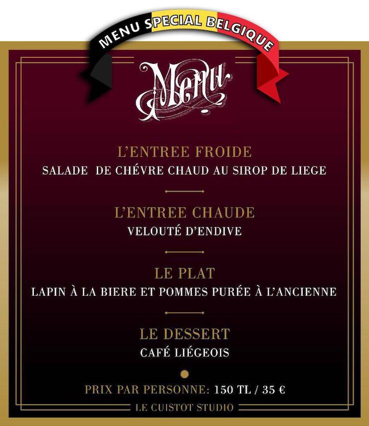 Menu Belgique Carlos le Cuistot