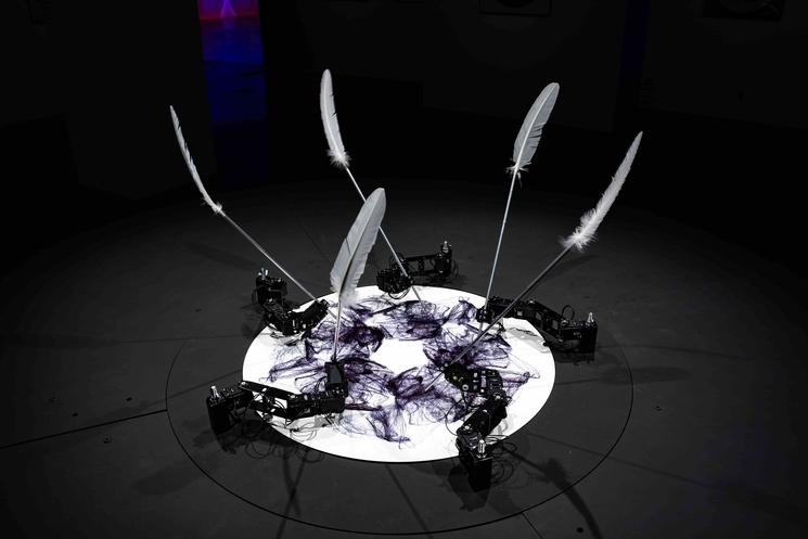 L'oeuvre collaborative de Patrick Tresset et Miguel Chevalier, Attractors dance.