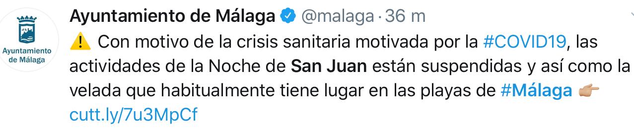 Ayuntamiento Malaga San Juan 2020 Restrictiones