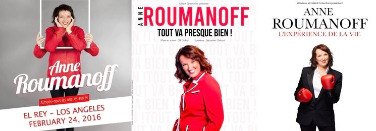 Affiche des 3 spectacles Anne Roumanoff - LPJ
