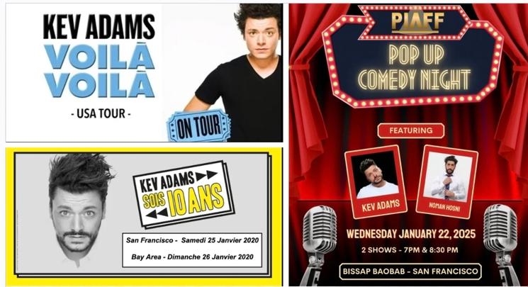 Affiches de trois evenements Kev Adams - USA