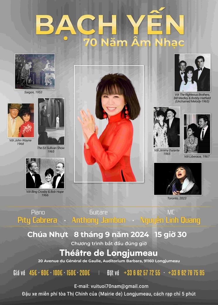 Affiche du concert de Bạch Yến à Paris ce 8 septembre.