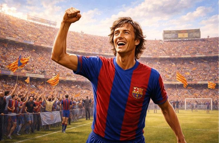 Illustration de Johan Cruyff, incone dans l'histoire du football à Barcelone