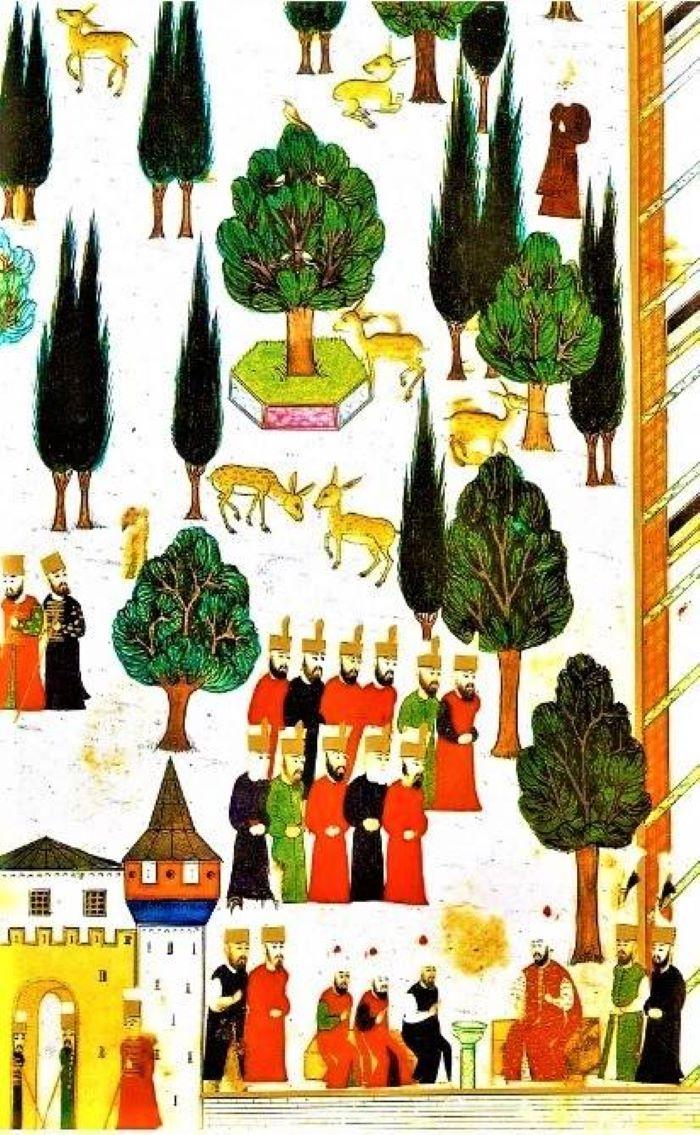 Biches dans les jardins du palais