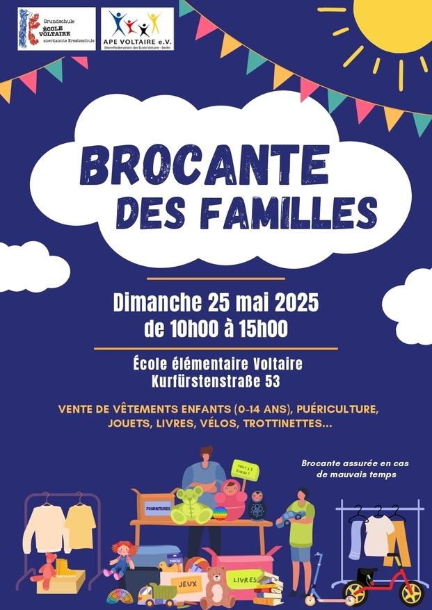 Affiche de la brocante des familles à l'école Voltaire