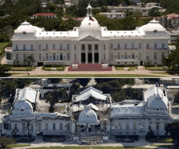 Le palais national d’Haïti, avant et après le tremblement de terre