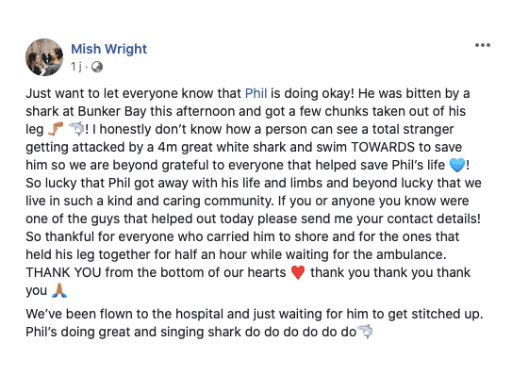 Message posté par Mish Wright sur Facebook, samedi 1er aout