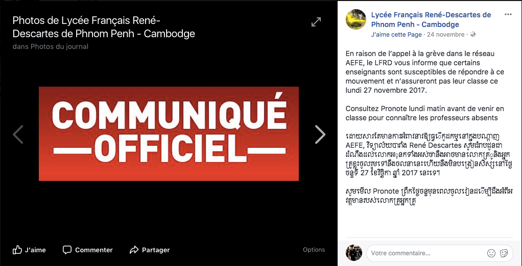 communiqué FB