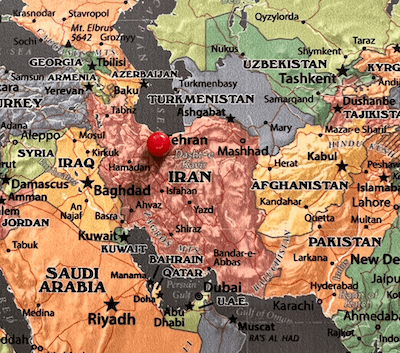 Carte du monde et de l'Iran