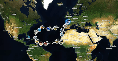 l'itinéraire du voyage de Perello et la famille Brault