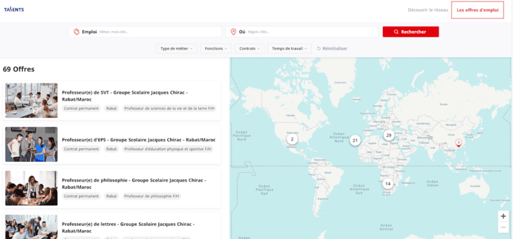 la plateforme Talents de l'AEFE le 26 novembre 2024