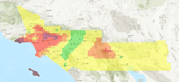 qualité de l'air jeudi 9 janvier à 13h à Los Angeles