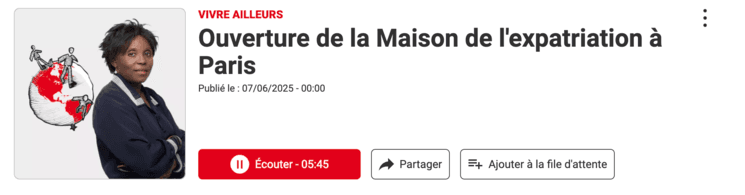 émission vivre ailleurs sur la Maison de l'expatriation