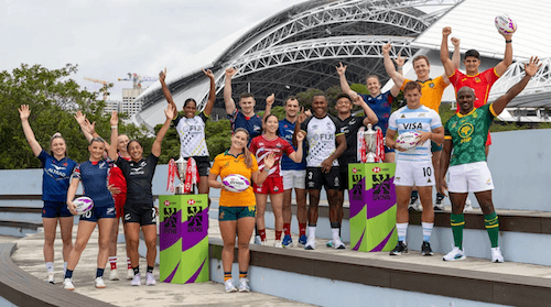 Les capitaines des équipes en lice pour le tournoi HSBC-SVNS 2026