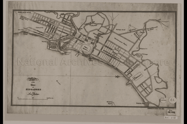 Le plan Jackson exécuté d’après les directives de Raffles (© National Archives of Singapore)
