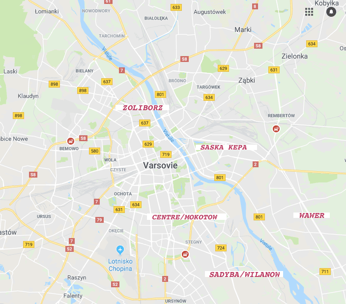 Les quartiers de Varsovie