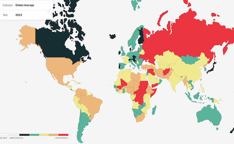 Carte de la paix dans le monde