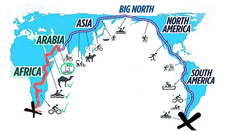 Photo d'une carte en tour du monde