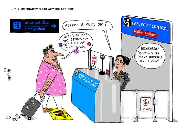 Dessin du cartooniste francais Stephff sur les etrangers en Thailande