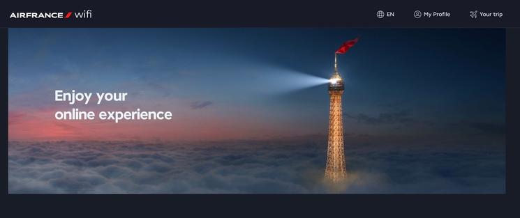 Capture d'écran de la fenêtre après connexion Wifi a bord d'Air France